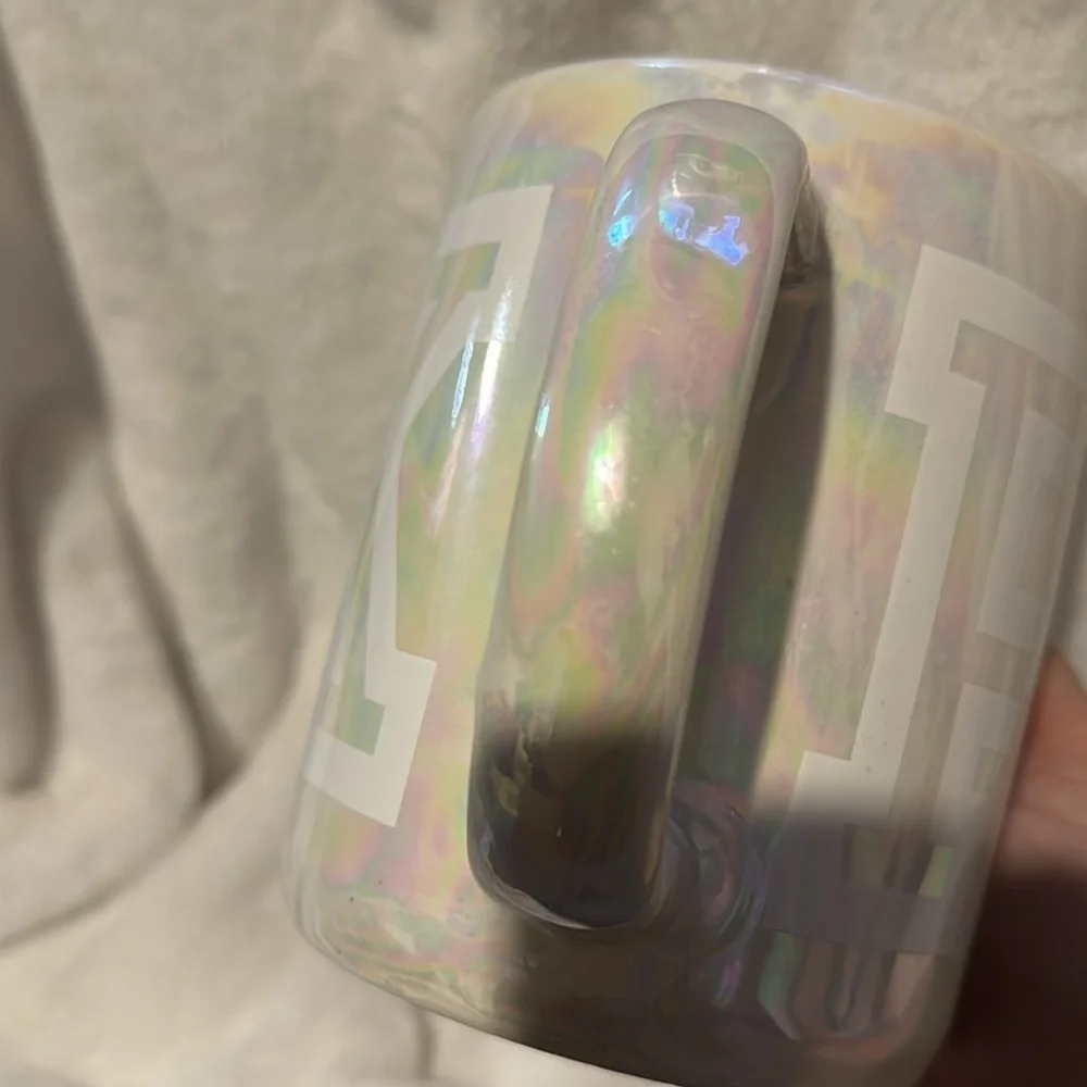 Victoria Secret PINK Oversized Huge Iridescent White Pearlized Mug